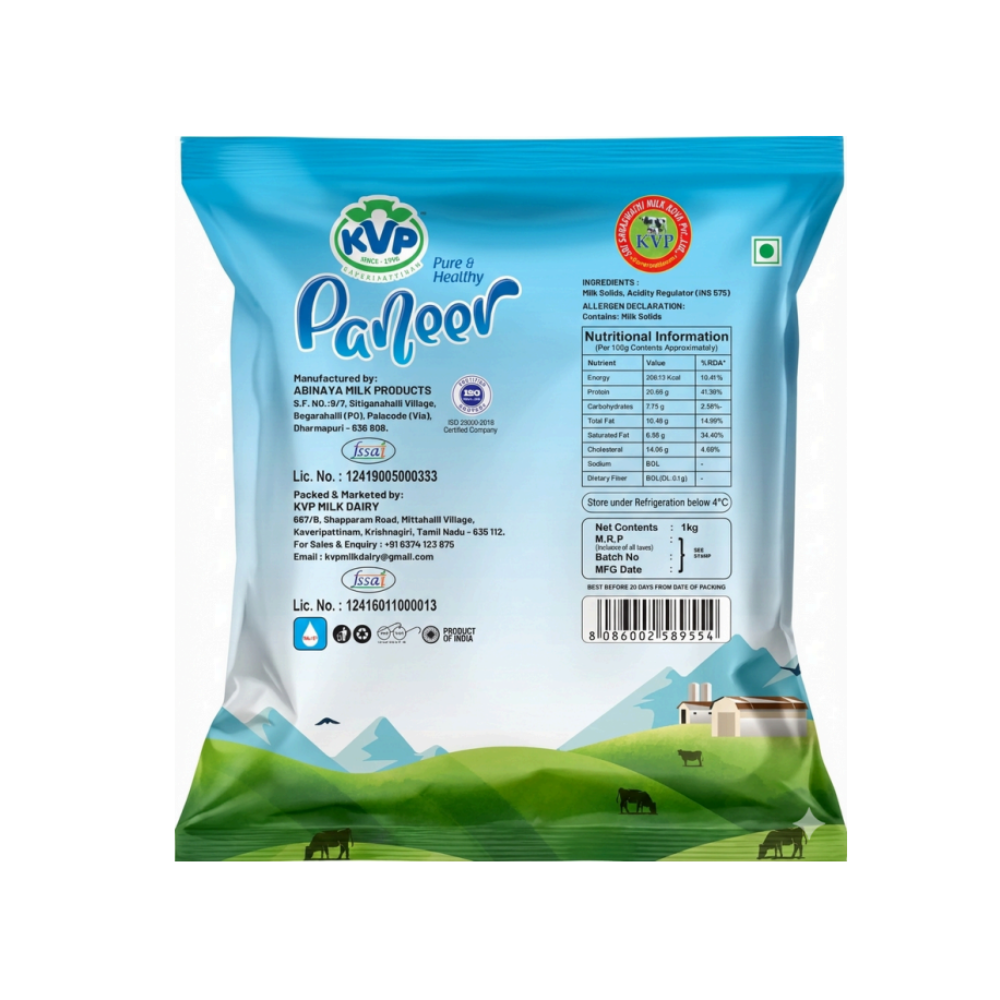 KVP Paneer – Fresh & Soft Cow Milk Paneer (1 KG)